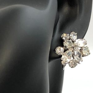 Sherman Clear Crystal Clip On Earrings